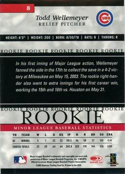 2003 Donruss/Leaf/Playoff (DLP) Rookies & Traded - 2003 Donruss Elite Extra Edition #8 Todd Wellemeyer Back