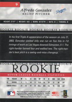2003 Donruss/Leaf/Playoff (DLP) Rookies & Traded - 2003 Donruss Elite Extra Edition #9 Alfredo Gonzalez Back