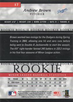 2003 Donruss/Leaf/Playoff (DLP) Rookies & Traded - 2003 Donruss Elite Extra Edition #17 Andrew Brown Back
