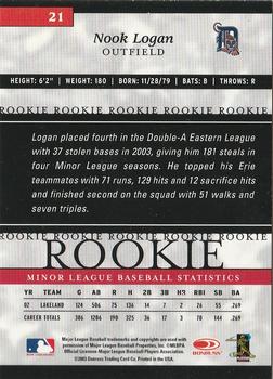 2003 Donruss/Leaf/Playoff (DLP) Rookies & Traded - 2003 Donruss Elite Extra Edition #21 Nook Logan Back
