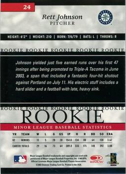 2003 Donruss/Leaf/Playoff (DLP) Rookies & Traded - 2003 Donruss Elite Extra Edition #24 Rett Johnson Back