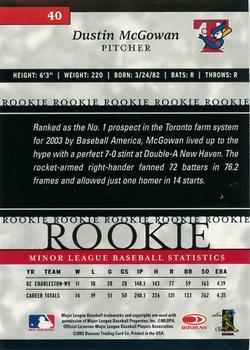 2003 Donruss/Leaf/Playoff (DLP) Rookies & Traded - 2003 Donruss Elite Extra Edition #40 Dustin McGowan Back