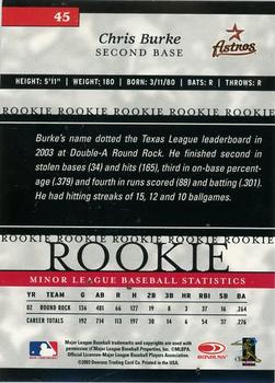 2003 Donruss/Leaf/Playoff (DLP) Rookies & Traded - 2003 Donruss Elite Extra Edition #45 Chris Burke Back
