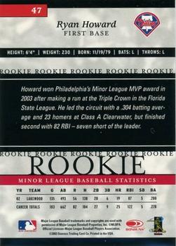 2003 Donruss/Leaf/Playoff (DLP) Rookies & Traded - 2003 Donruss Elite Extra Edition #47 Ryan Howard Back