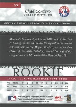 2003 Donruss/Leaf/Playoff (DLP) Rookies & Traded - 2003 Donruss Elite Extra Edition #57 Chad Cordero Back