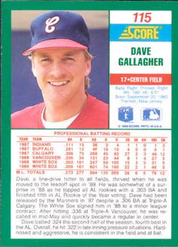 1990 Score #115 Dave Gallagher Back