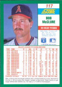 1990 Score #117 Bob McClure Back