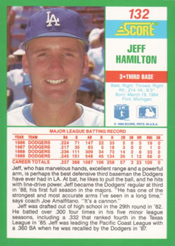 1990 Score #132 Jeff Hamilton Back