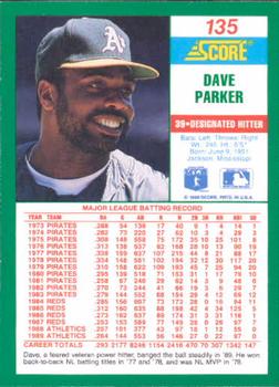 1990 Score #135 Dave Parker Back