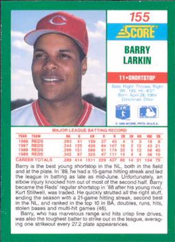 1990 Score #155 Barry Larkin Back