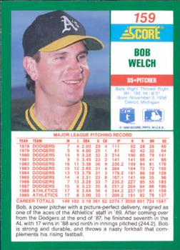 1990 Score #159 Bob Welch Back
