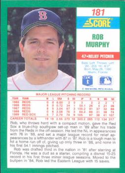 1990 Score #181 Rob Murphy Back