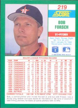 1990 Score #219 Bob Forsch Back