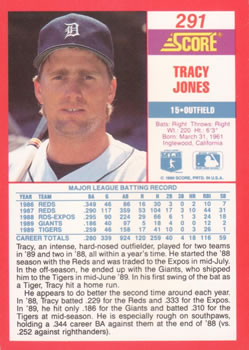 1990 Score #291 Tracy Jones Back