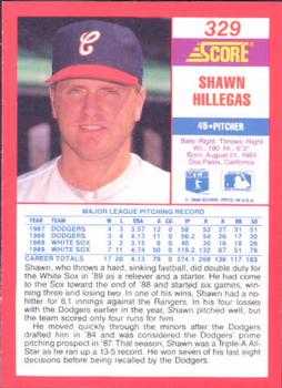 1990 Score #329 Shawn Hillegas Back