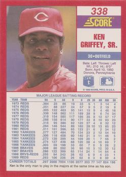 1990 Score #338 Ken Griffey, Sr. Back
