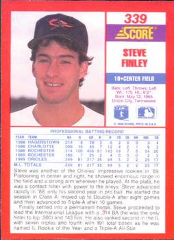 1990 Score #339 Steve Finley Back