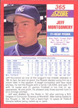 1990 Score #365 Jeff Montgomery Back