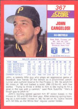 1990 Score #367 John Cangelosi Back