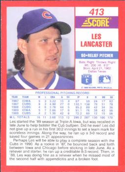 1990 Score #413 Les Lancaster Back