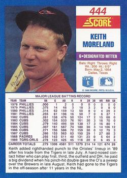 1990 Score #444 Keith Moreland Back