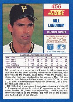 1990 Score #456 Bill Landrum Back