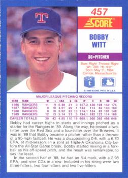 1990 Score #457 Bobby Witt Back