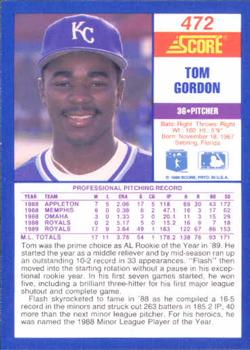 1990 Score #472 Tom Gordon Back