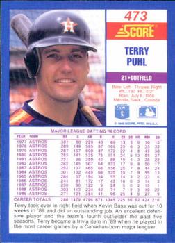 1990 Score #473 Terry Puhl Back