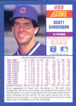 1990 Score #488 Scott Sanderson Back