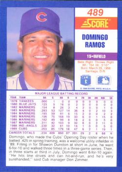 1990 Score #489 Domingo Ramos Back