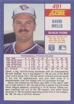 1990 Score #491 David Wells Back