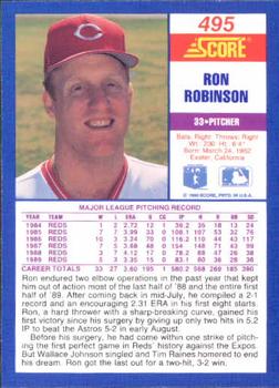 1990 Score #495 Ron Robinson Back
