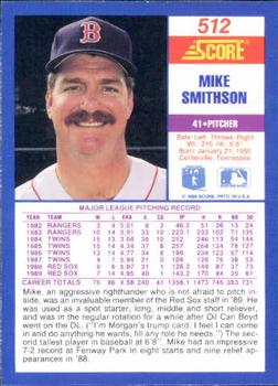 1990 Score #512 Mike Smithson Back