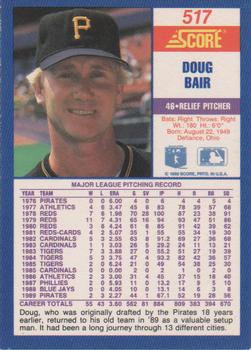 1990 Score #517 Doug Bair Back