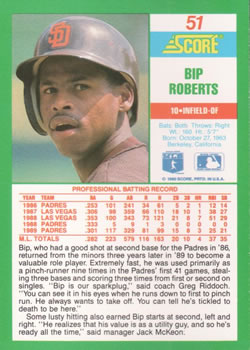 1990 Score #51 Bip Roberts Back