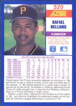 1990 Score #520 Rafael Belliard Back