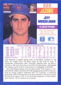 1990 Score #525 Jeff Musselman Back