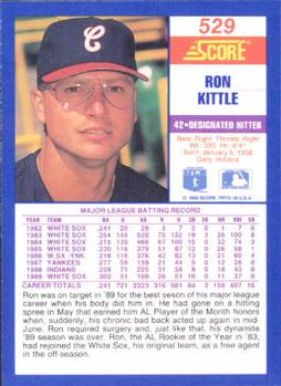 1990 Score #529 Ron Kittle Back
