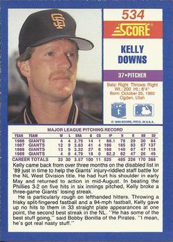 1990 Score #534 Kelly Downs Back