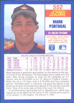 1990 Score #552 Mark Portugal Back