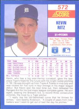 1990 Score #572 Kevin Ritz Back