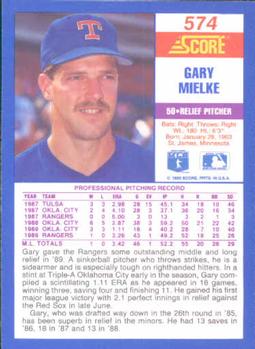 1990 Score #574 Gary Mielke Back