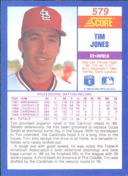 1990 Score #579 Tim Jones Back