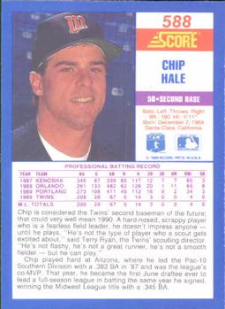 1990 Score #588 Chip Hale Back