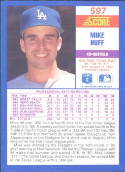 1990 Score #597 Mike Huff Back