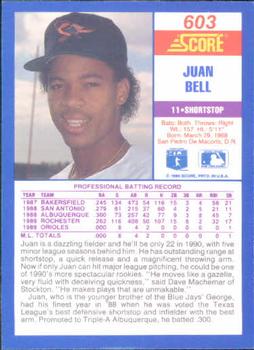 1990 Score #603 Juan Bell Back