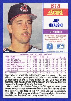 1990 Score #618 Joe Skalski Back