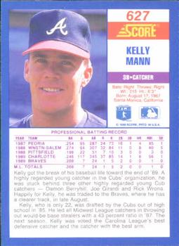 1990 Score #627 Kelly Mann Back