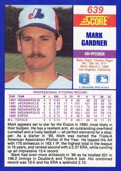 1990 Score #639 Mark Gardner Back